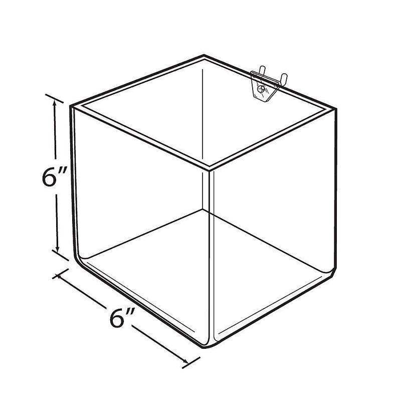 Azar Displays 6" Cube Bin for Pegboard or Slatwall, 4/Pack (556109)