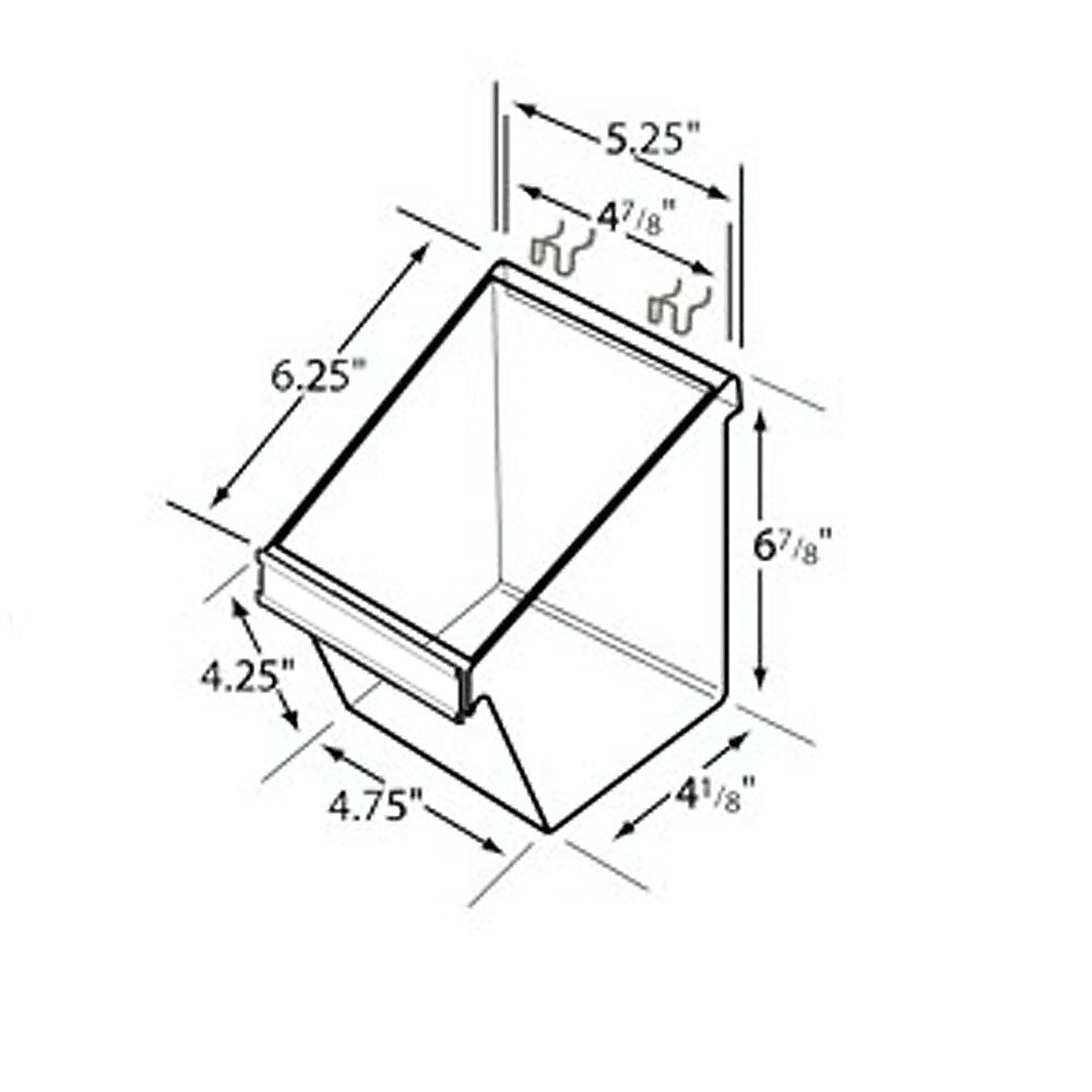 Azar Displays 6.88" x 5.35" Pegboard Bucket, Clear, 4/Pack(556127)
