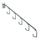 Azar Displays 15"L Five Hook Chrome Waterfall Faceout Hook. 1.25" Between Each Station: Hooks 0.25" Diameter, 10-Pack (700860)