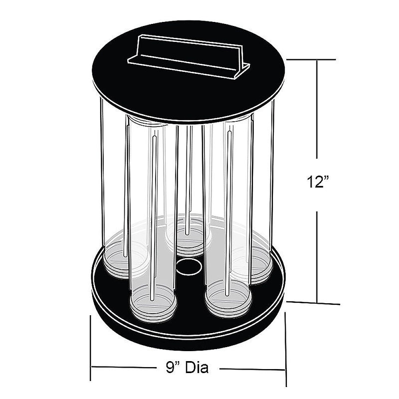 Azar® 12"(H) x 2"(Dia) 5 Pole Revolving Vertical Counter Display, 1 per Pack