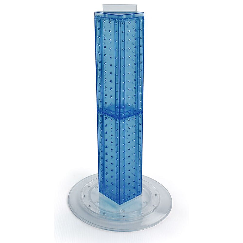 Azar 24"(H) x 4"(W) x 4"(D) 4-Sided Revolving Pegboard Counter Display, Blue Translucent
