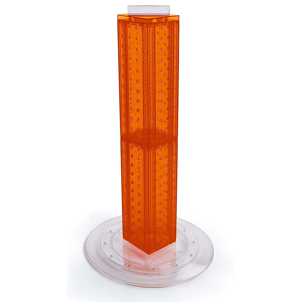 Azar 24"(H) x 4"(W) x 4"(D) 4-Sided Revolving Pegboard Counter Display, Orange Translucent