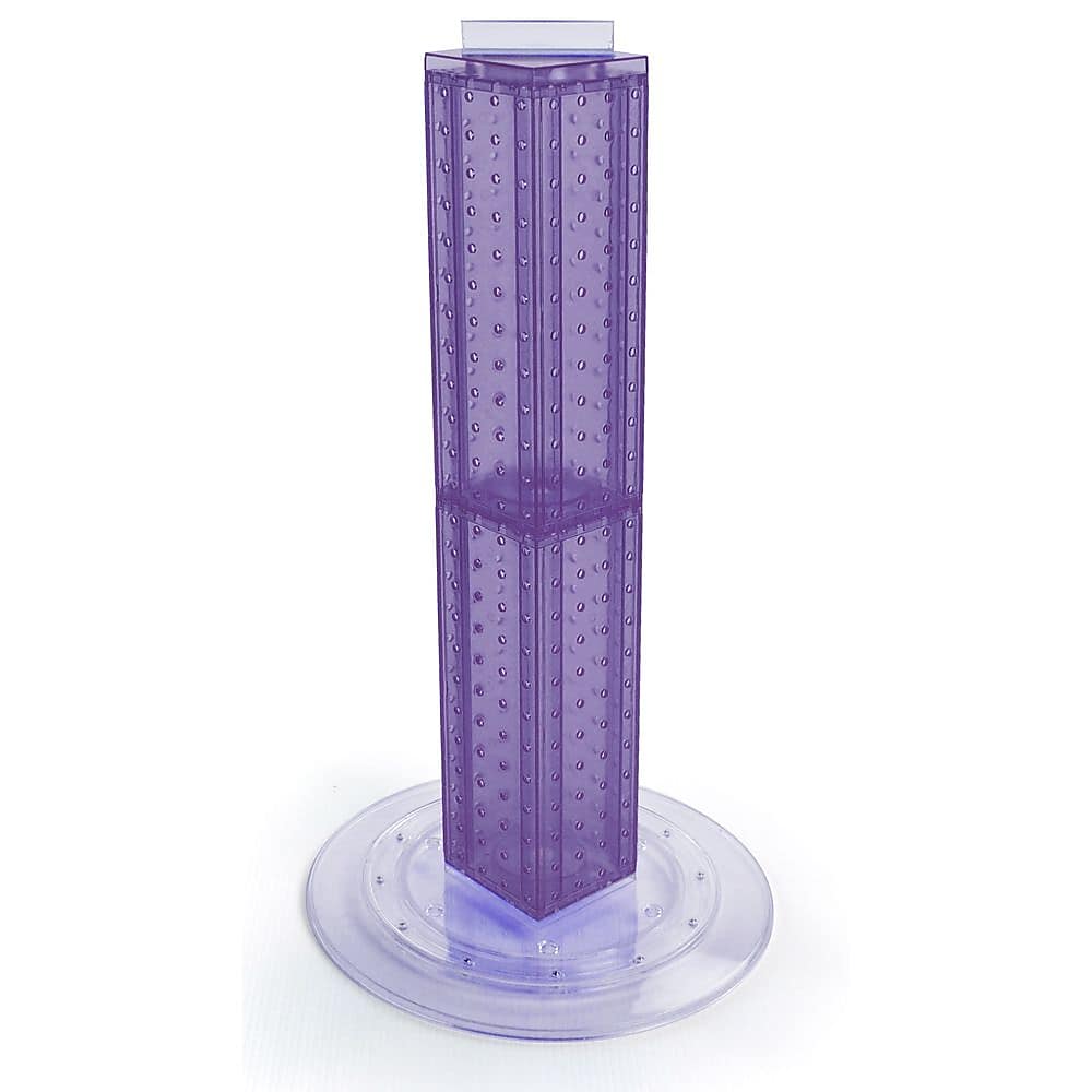 Azar 24"(H) x 4"(W) x 4"(D) 4-Sided Revolving Pegboard Counter Display, Purple Translucent (700222-PUR)