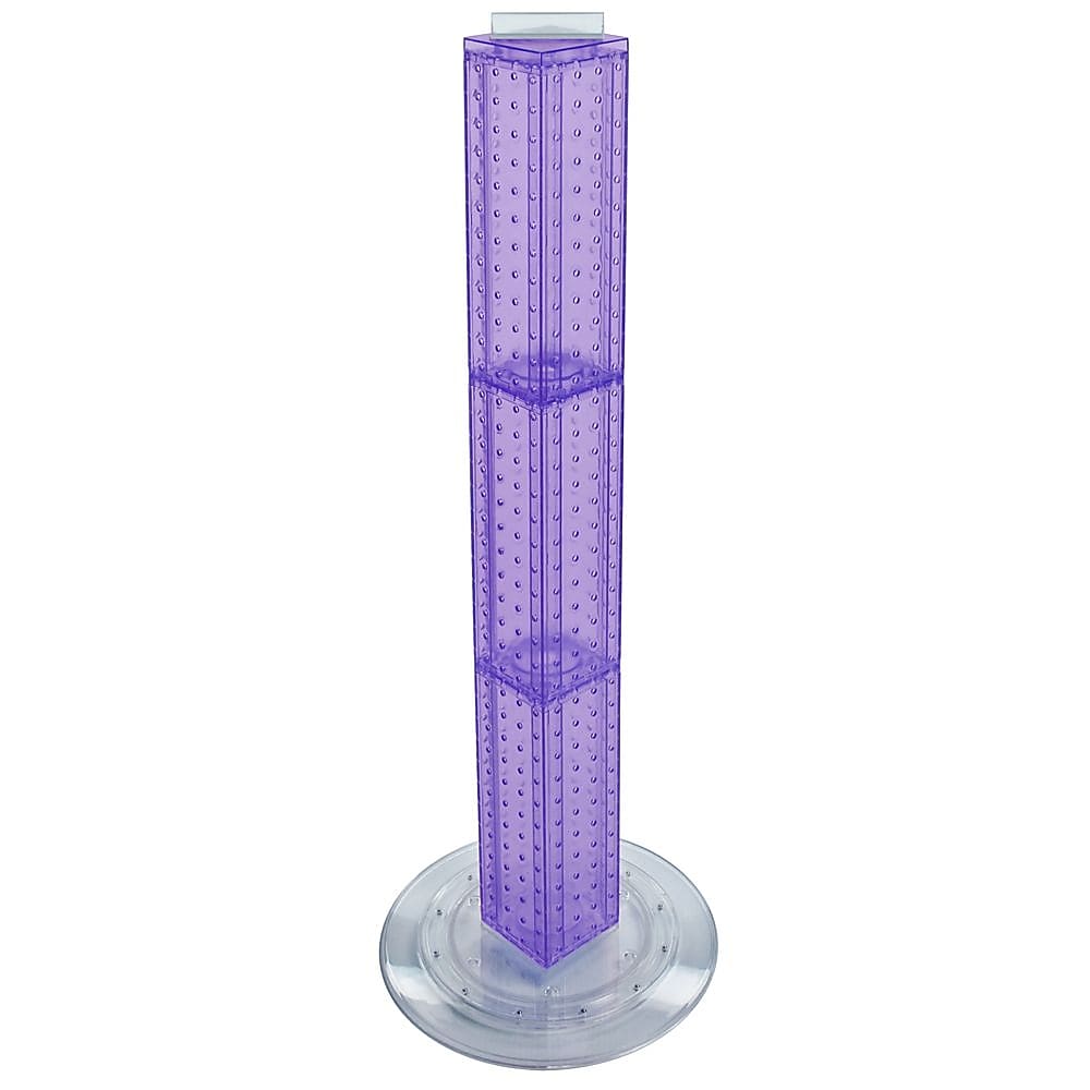 Azar® 36"(H) x 4"(W) x 4"(D) 4-Sided Revolving Pegboard Counter Display, Purple Translucent
