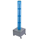 Azar 48"(H) x 4"(W) x 4"(D) 4-Sided Interlocking Pegboard Display Tower With Wheels, Blue