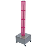 Azar 48"(H) x 4"(W) x 4"(D) 4-Sided Interlocking Pegboard Display Tower With Wheels, Pink