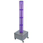 Azar 48"(H) x 4"(W) x 4"(D) 4-Sided Interlocking Pegboard Display Tower With Wheels, Purple