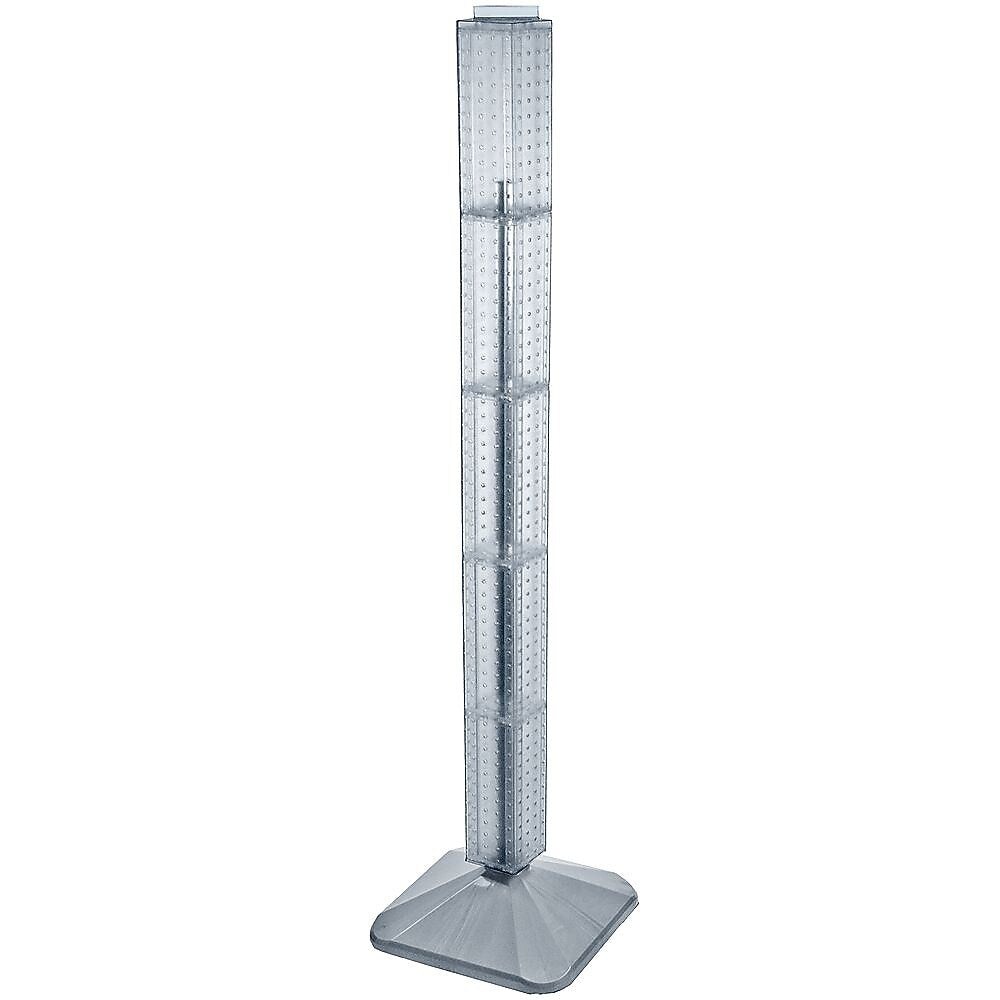 Azar 48" x 4" Standard 4-Sided Interlocking Pegboard Display Tower, Clear (700225-CLR)