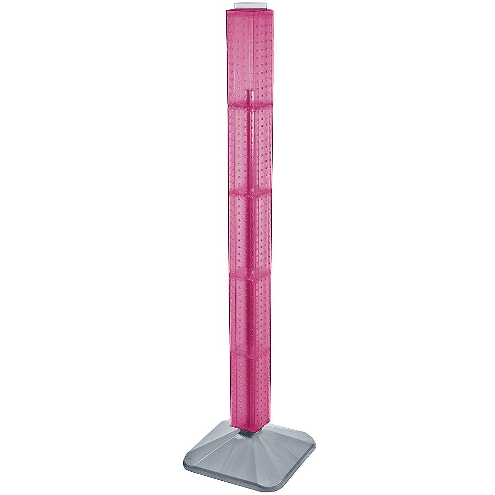 Azar 48" x 4" Standard 4-Sided Interlocking Pegboard Display Tower, Pink (700225-PNK)