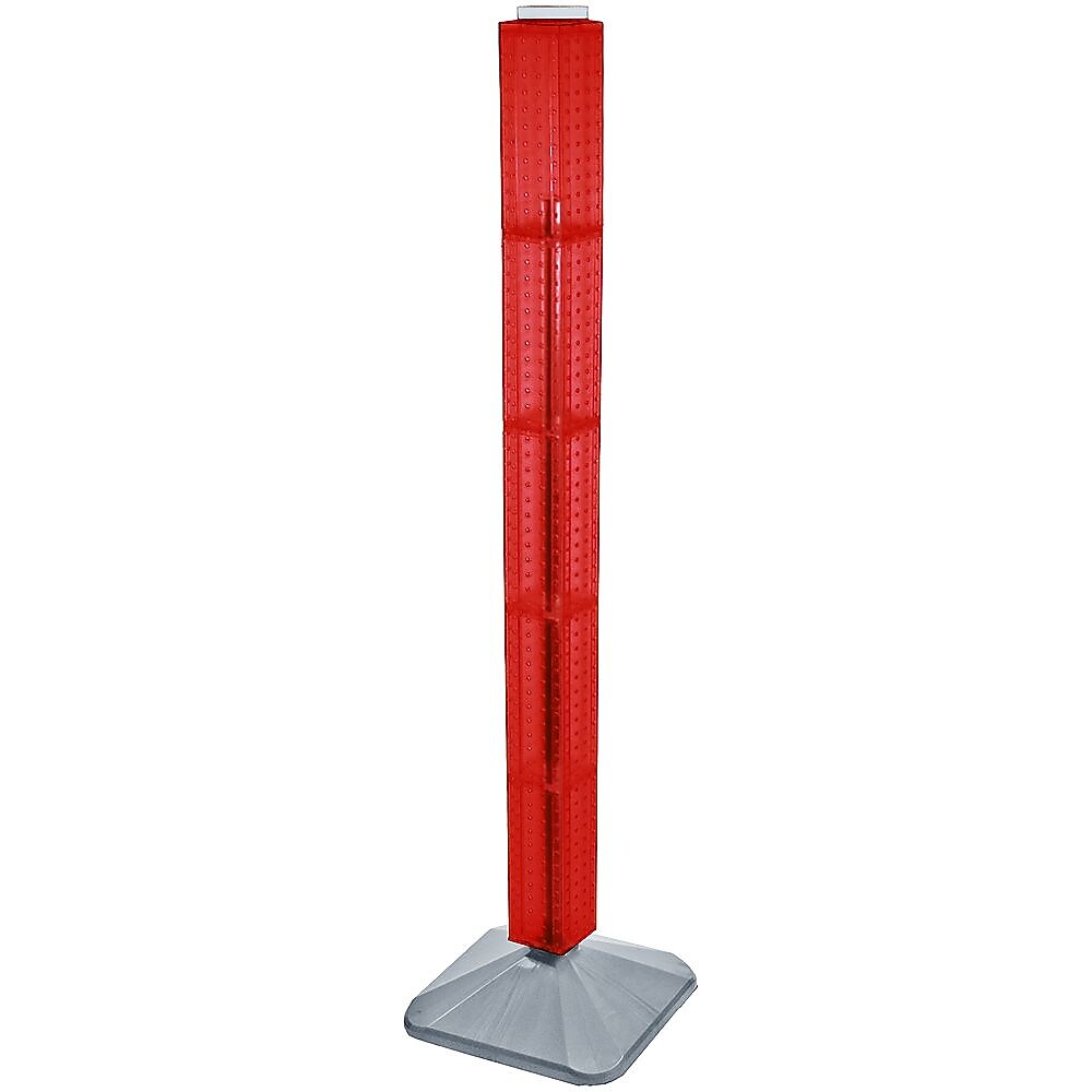 Azar 48" x 4" Standard 4-Sided Interlocking Pegboard Display Tower, Red (700225-RED)