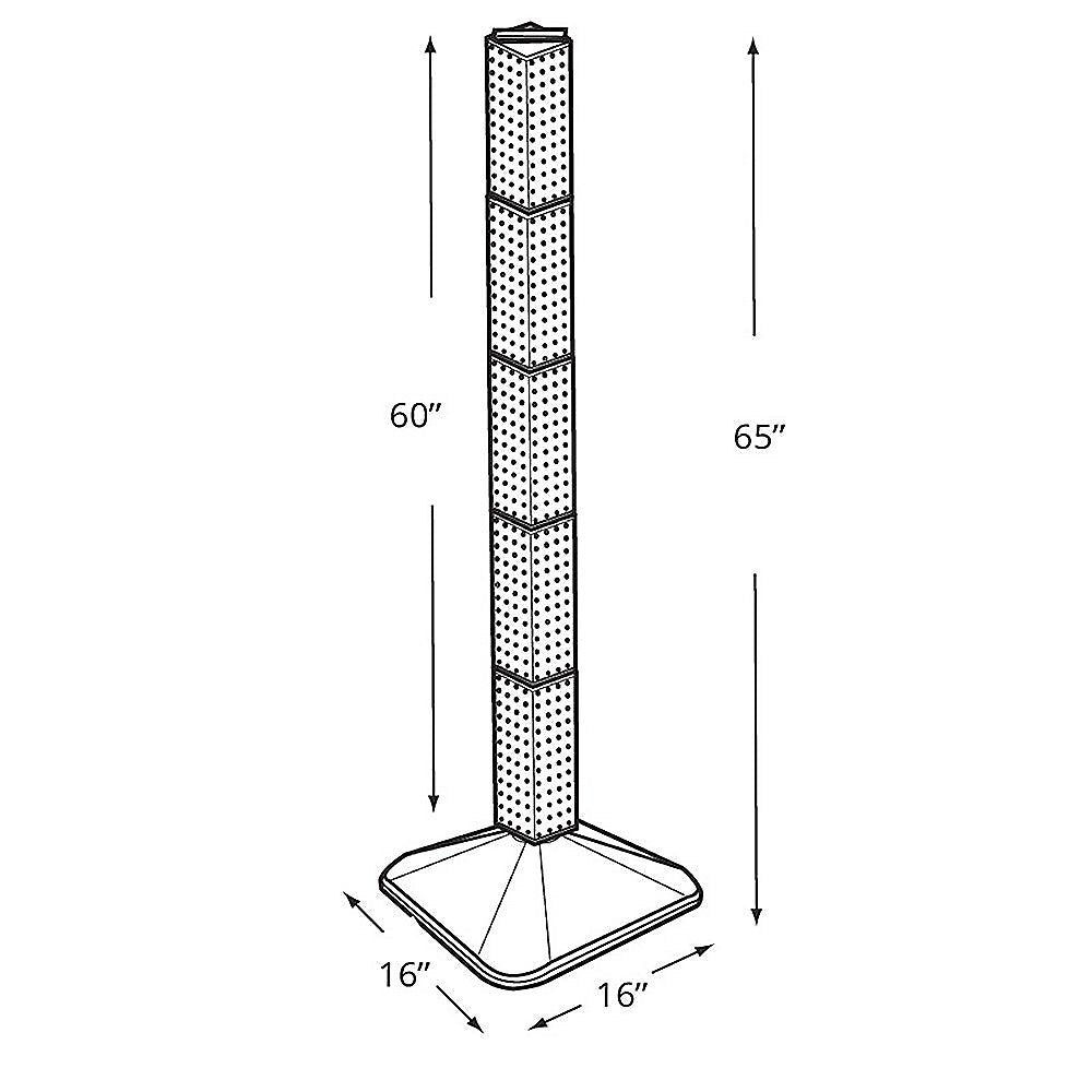 Azar 48" x 4" Standard 4-Sided Interlocking Pegboard Display Tower, White (700225-WHT)