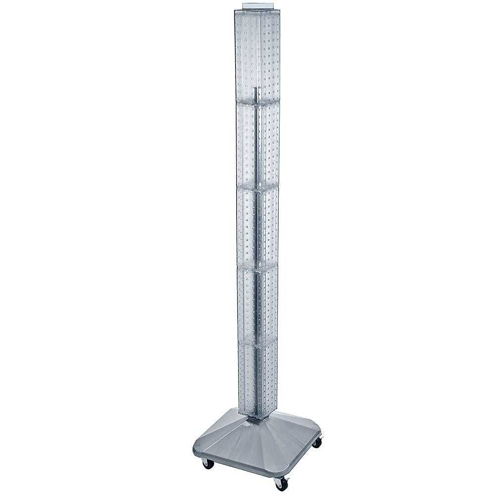 Azar 60" x 4" Standard Interlocking Pegboard Display Tower, Clear (700226-CLR)
