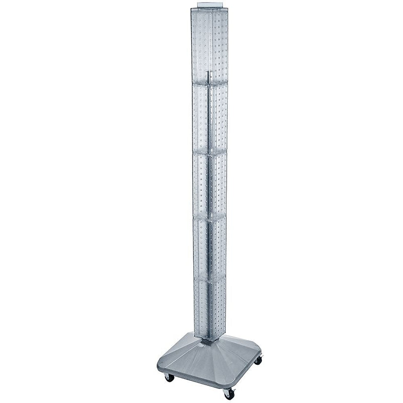 Azar 60" x 4" Standard Interlocking Pegboard Display Tower, Clear (700226-CLR)