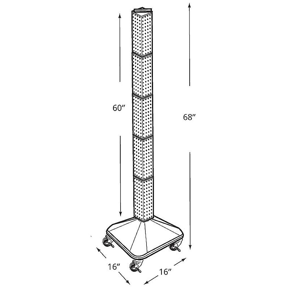 Azar 60" x 4" Standard Interlocking Pegboard Display Tower, Clear (700226-CLR)