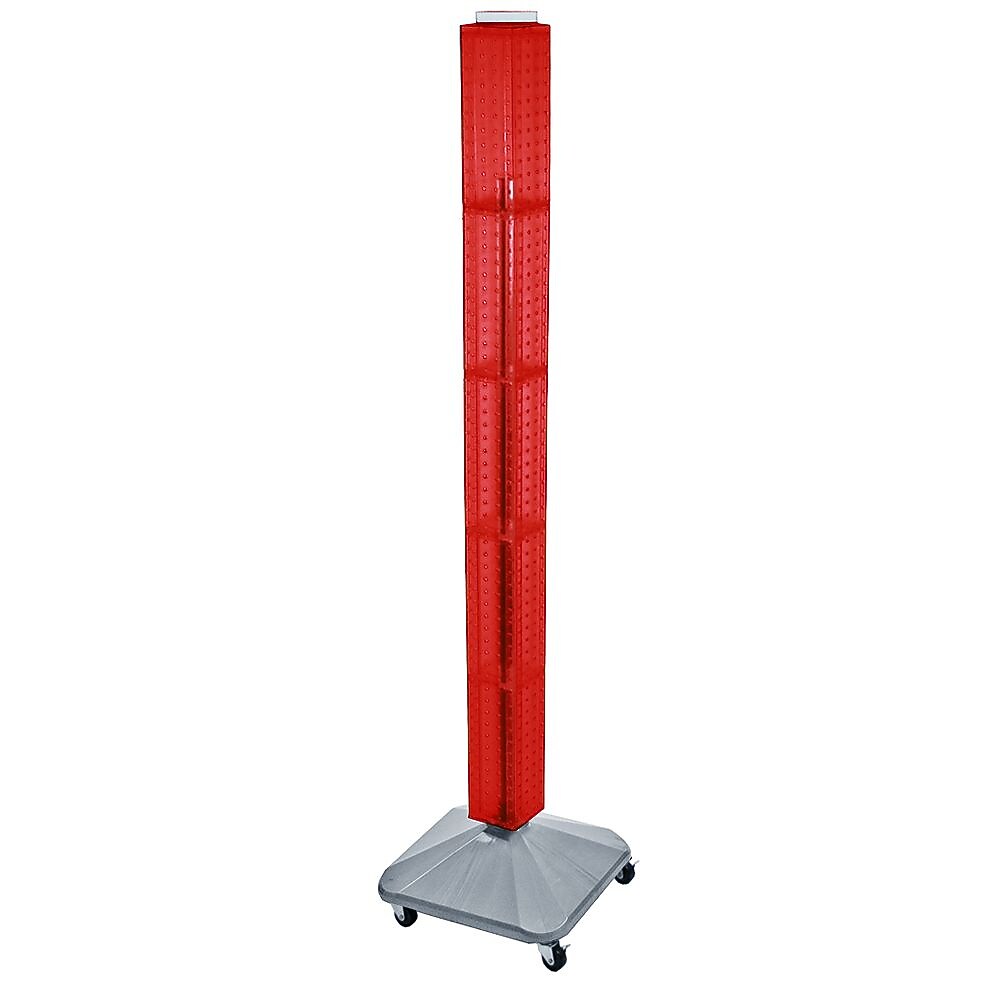 Azar® 60"(H) x 4"(W) x 4"(D) Standard Interlocking Pegboard Display Tower, Red