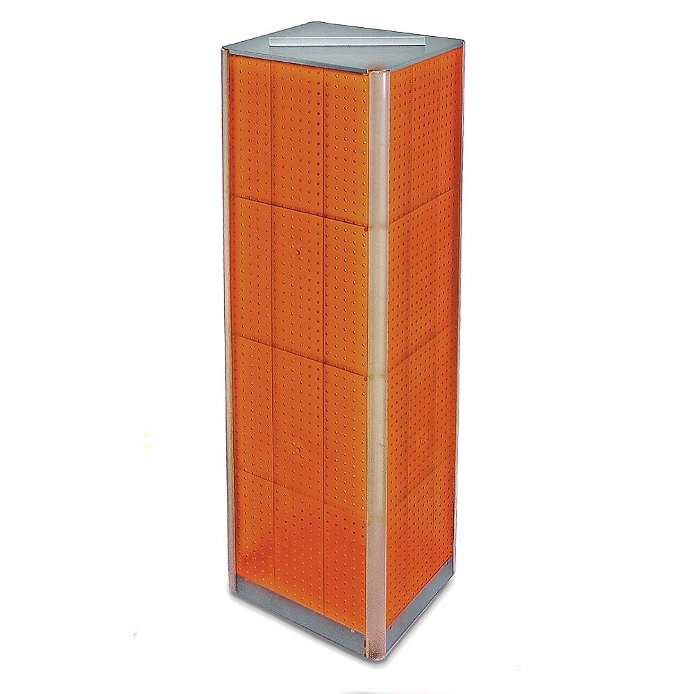 Azar 60" x 16" 4-Sided Pegboard Spinner Floor Display, Orange (700405-ORG)