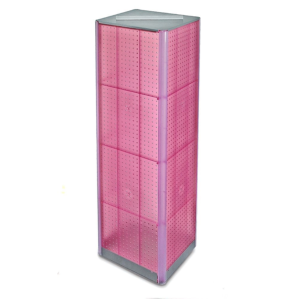 Azar 60" x 16" 4-Sided Pegboard Spinner Floor Display, Pink (700405-PNK)