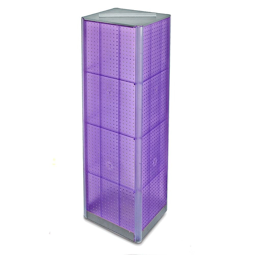 Azar® 60"(H) x 16"(W) 4-Sided Pegboard Spinner Floor Display, Purple