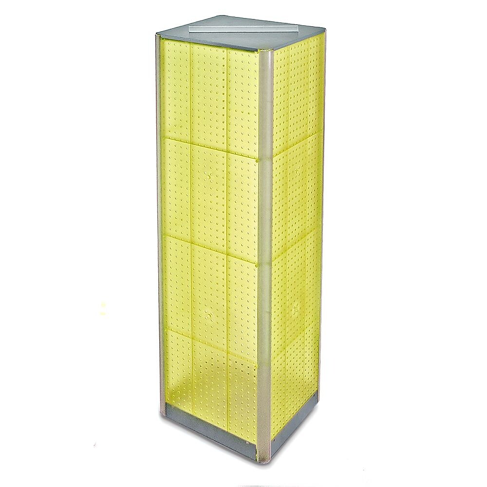 Azar® 60"(H) x 16"(W) 4-Sided Pegboard Spinner Floor Display, Yellow