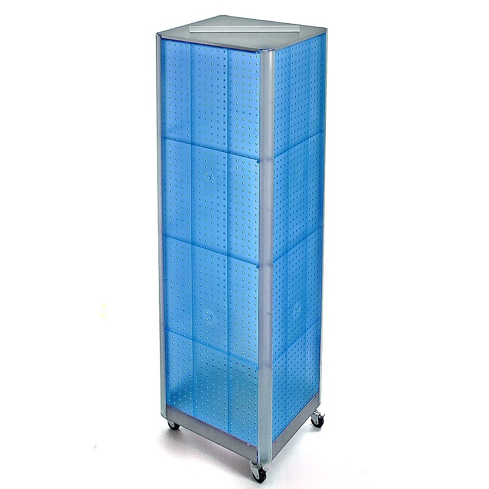 Azar® 60"(H) x 16"(W) 4-Sided Pegboard Floor Display With Wheels, Blue