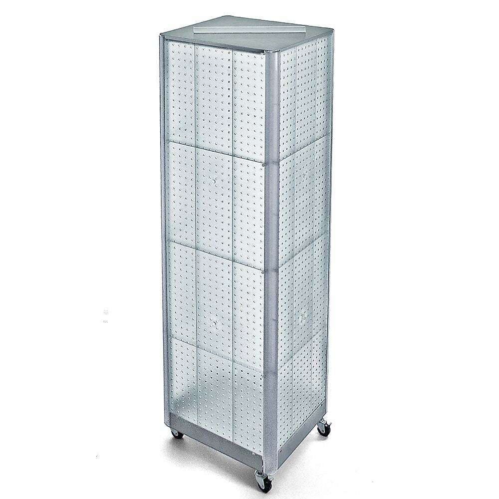 Azar® 60"(H) x 16"(W) 4-Sided Pegboard Floor Display With Wheels, Clear