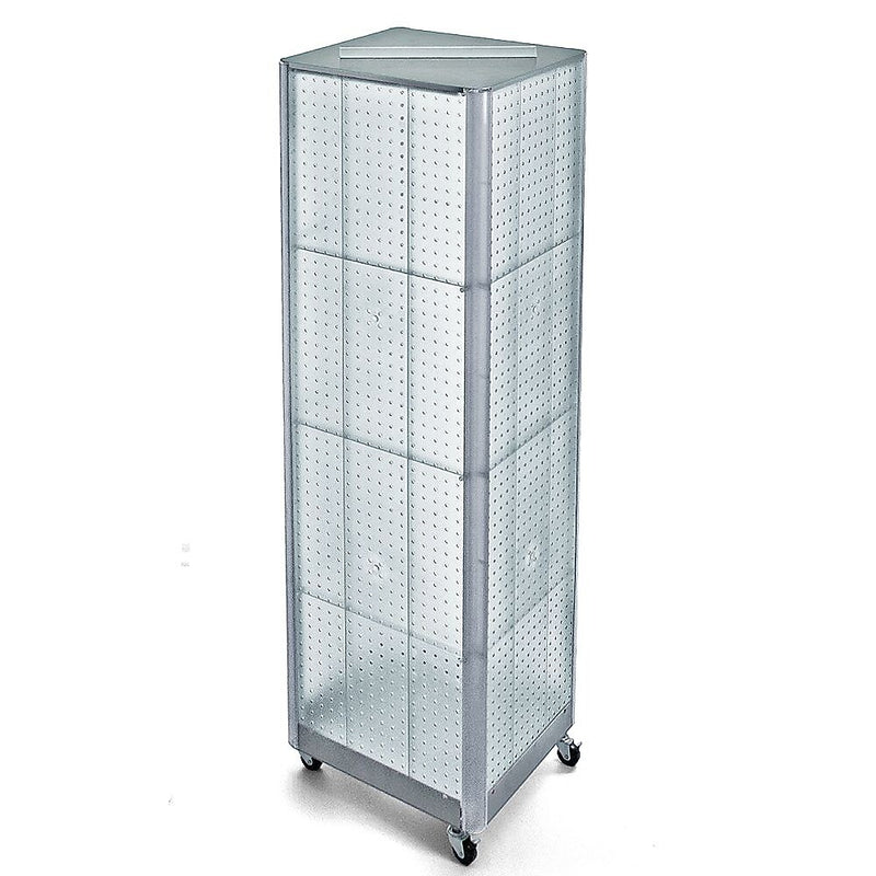 Azar® 60"(H) x 16"(W) 4-Sided Pegboard Floor Display With Wheels, Clear