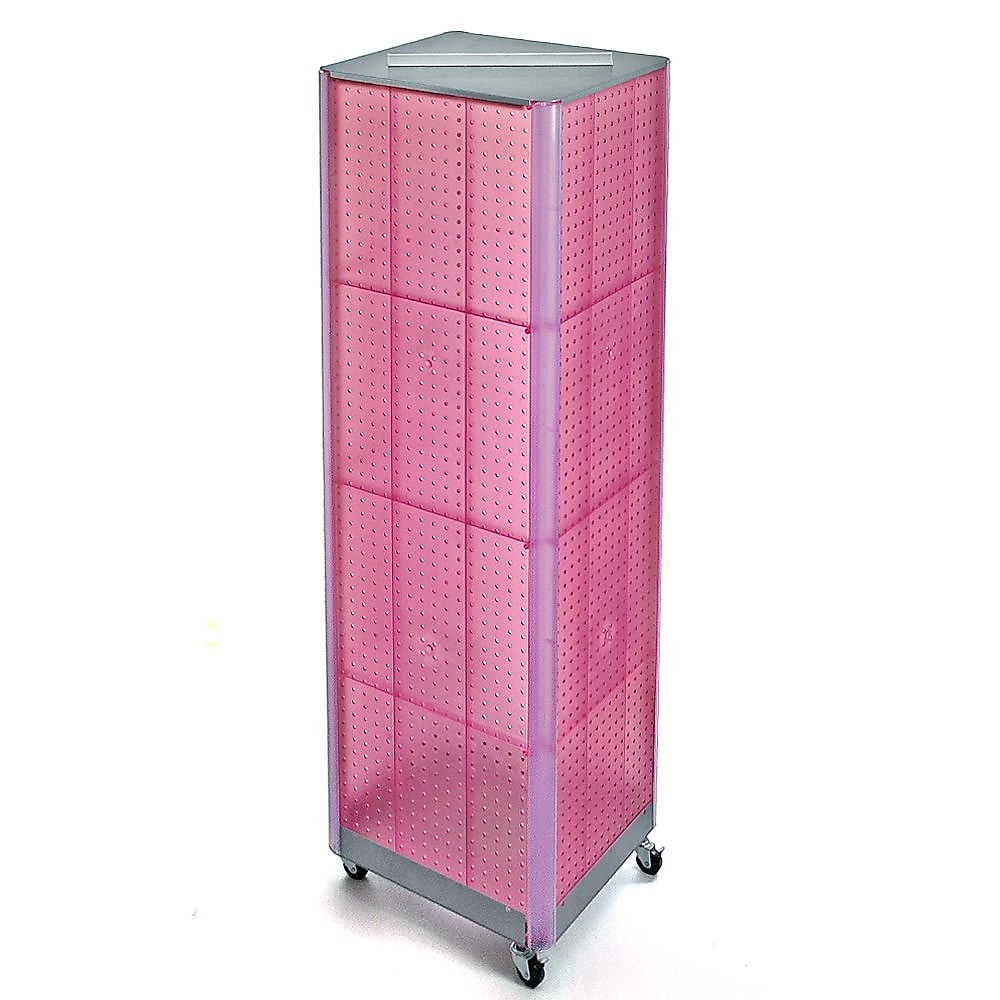 Azar 60" x 16" 4-Sided Pegboard Floor Display With Wheels, Pink (700406-PNK)
