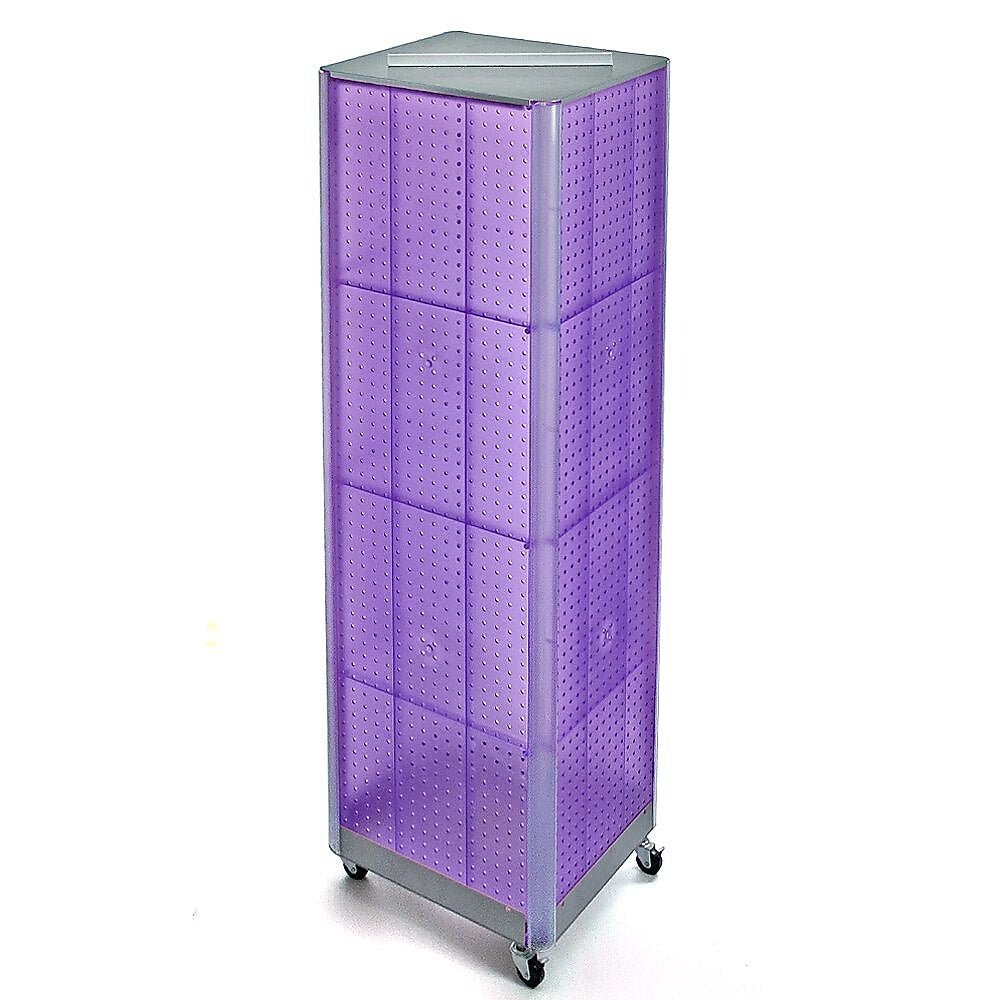 Azar® 60"(H) x 16"(W) 4-Sided Pegboard Floor Display With Wheels, Purple