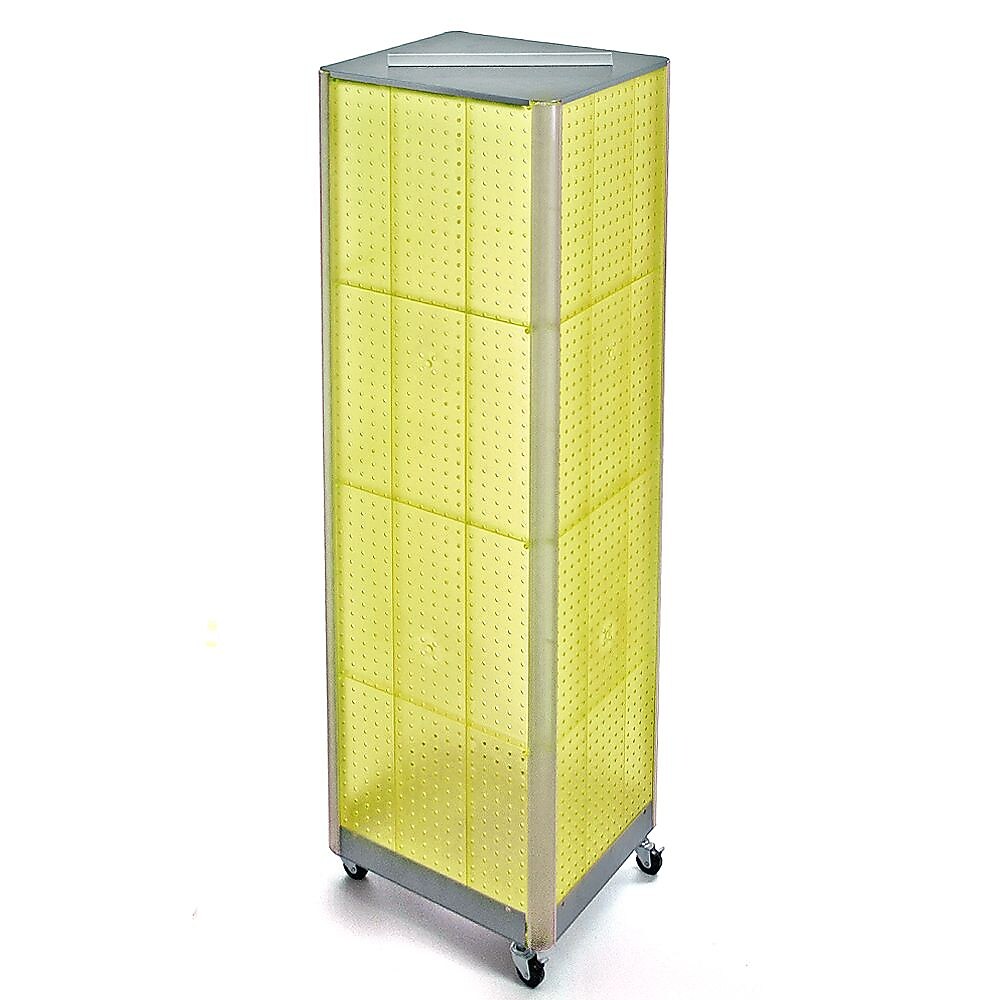 Azar 60" x 16" 4-Sided Pegboard Floor Display With Wheels, Yellow (700406-YEL)