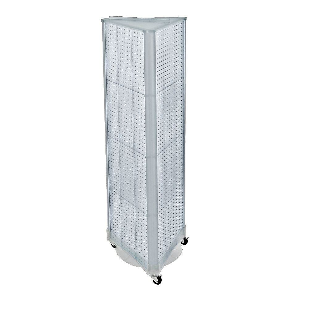 Azar 60" x 16" 3-Sided Pegboard Floor Display With Wheels, Clear (700451-CLR)