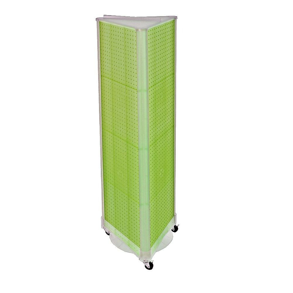 Azar® 60"(H) x 16"(W) 3-Sided Pegboard Floor Display With Wheels, Green