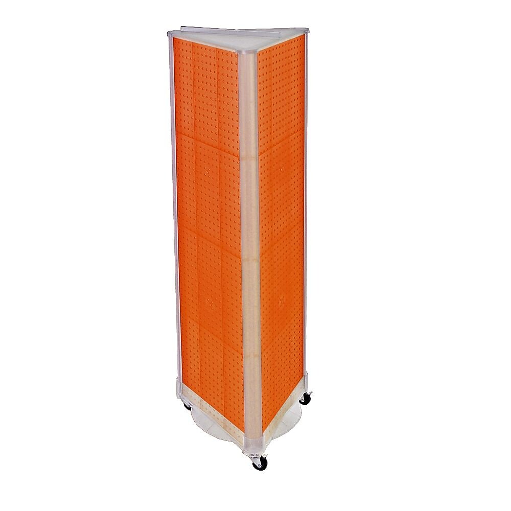 Azar® 60"(H) x 16"(W) 3-Sided Pegboard Floor Display With Wheels, Orange