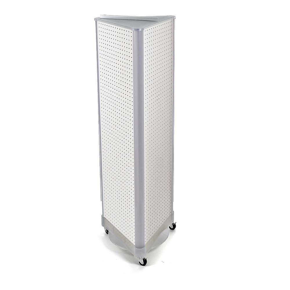 Azar® 60"(H) x 16"(W) 3-Sided Pegboard Floor Display With Wheels, White