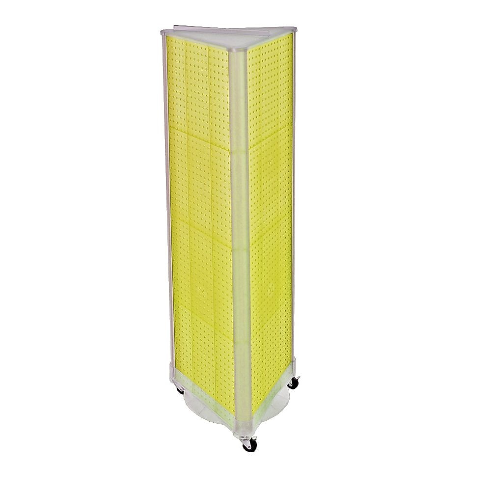 Azar® 60"(H) x 16"(W) 3-Sided Pegboard Floor Display With Wheels, Yellow