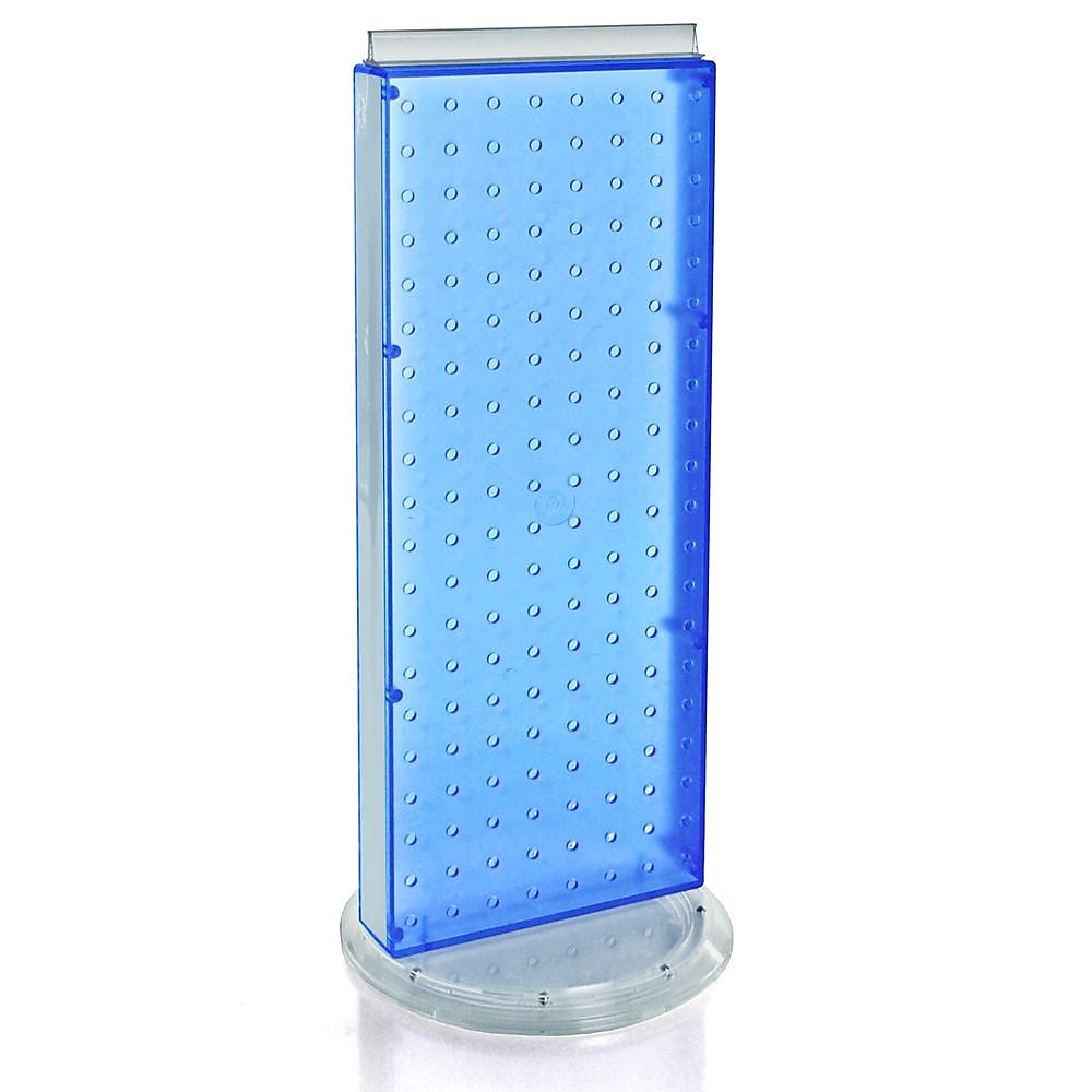 Azar 20"(H) x 8"(W) 2-Sided Non-Revolving Pegboard Counter Unit, Blue Translucent