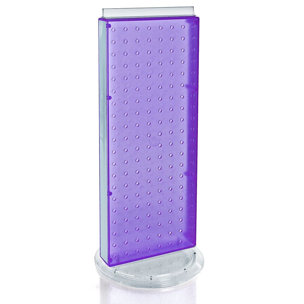 Azar 20"(H) x 8"(W) 2-Sided Non-Revolving Pegboard Counter Unit, Purple Translucent