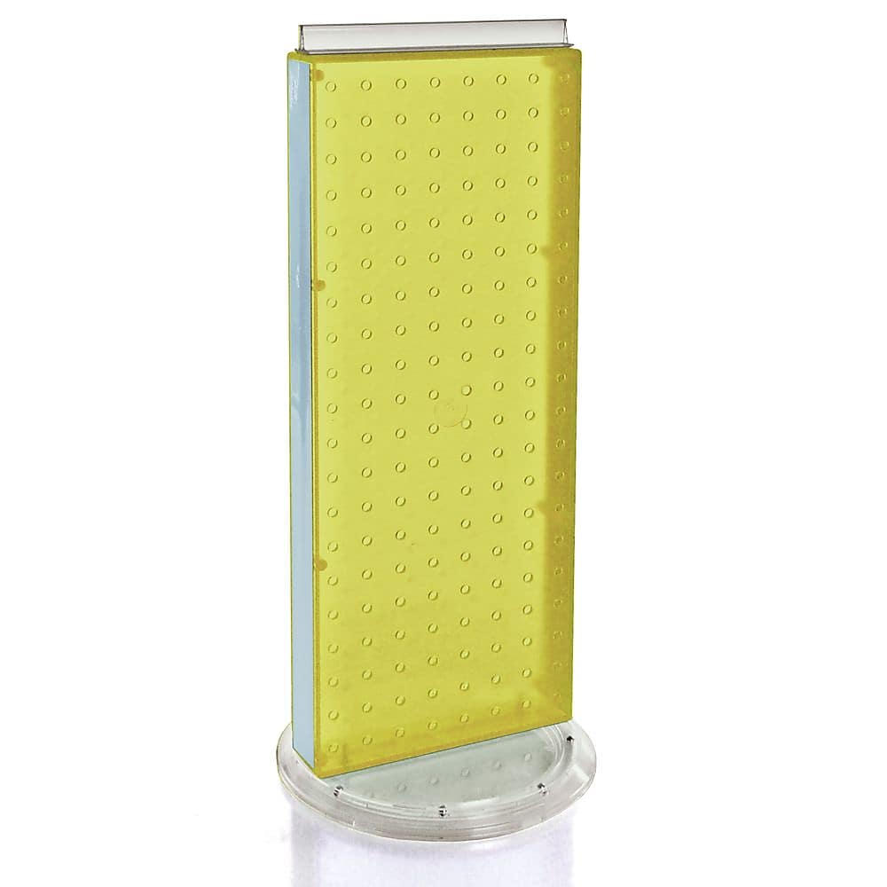 Azar 20"(H) x 8"(W) 2-Sided Non-Revolving Pegboard Counter Unit, Yellow Translucent