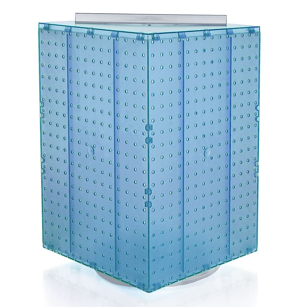 Azar® 20"(H) x 14"(W) x 14"(D) 4-Sided Revolving Pegboard Display, Blue Translucent