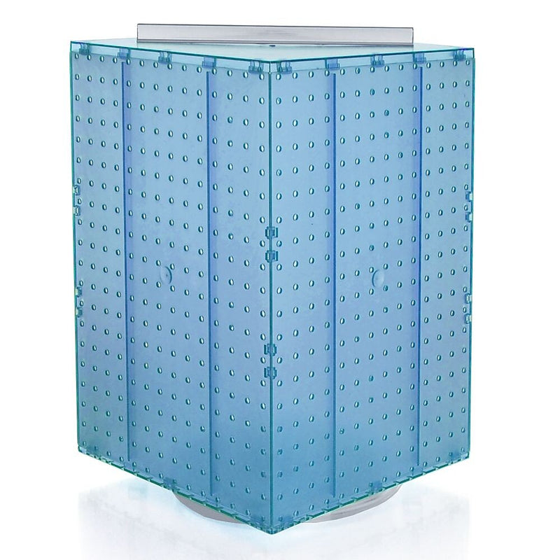 Azar® 20"(H) x 14"(W) x 14"(D) 4-Sided Revolving Pegboard Display, Blue Translucent