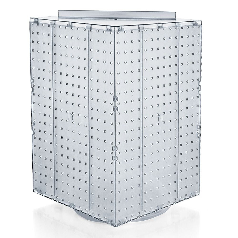 Azar® 20"(H) x 14"(W) x 14"(D) 4-Sided Revolving Pegboard Display, Clear Translucent