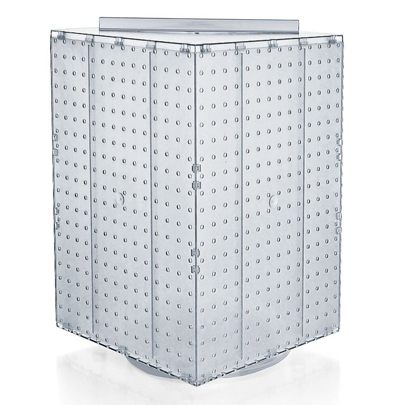 Azar® 20"(H) x 14"(W) x 14"(D) 4-Sided Revolving Pegboard Display, Clear Translucent