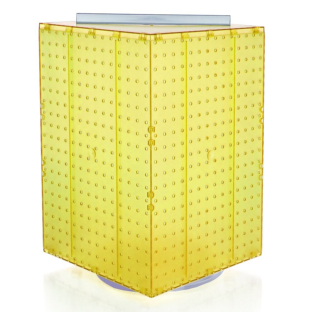 Azar® 20"(H) x 14"(W) x 14"(D) 4-Sided Revolving Pegboard Display, Yellow Translucent