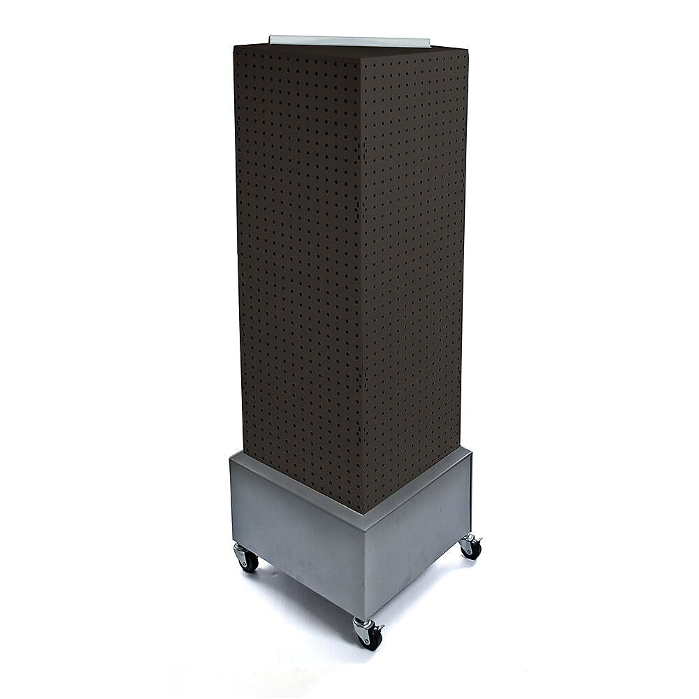 Azar® 40"(H) x 14"(W) x 14"(D) Wheeled 4-Sided Interlocking Pegboard Floor Display, Black