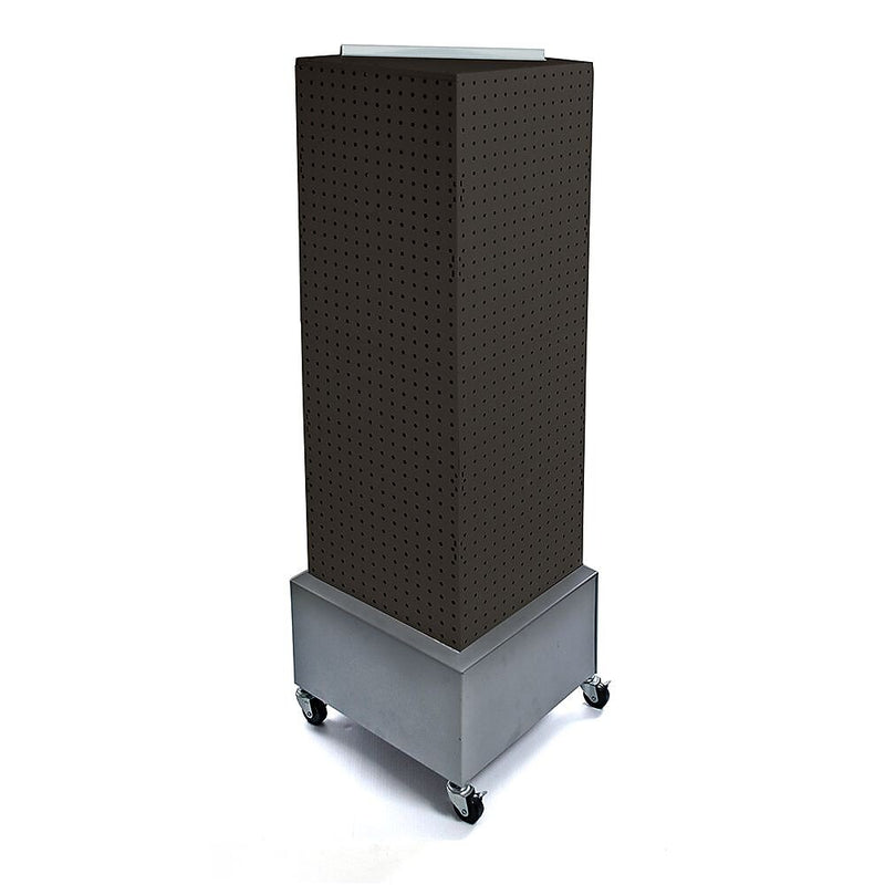 Azar® 40"(H) x 14"(W) x 14"(D) Wheeled 4-Sided Interlocking Pegboard Floor Display, Black