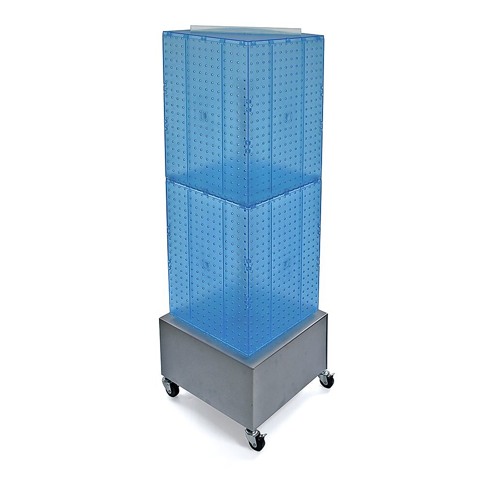 Azar® 40"(H) x 14"(W) x 14"(D) Wheeled 4-Sided Interlocking Pegboard Floor Display, Blue