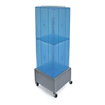 Azar® 40"(H) x 14"(W) x 14"(D) Wheeled 4-Sided Interlocking Pegboard Floor Display, Blue