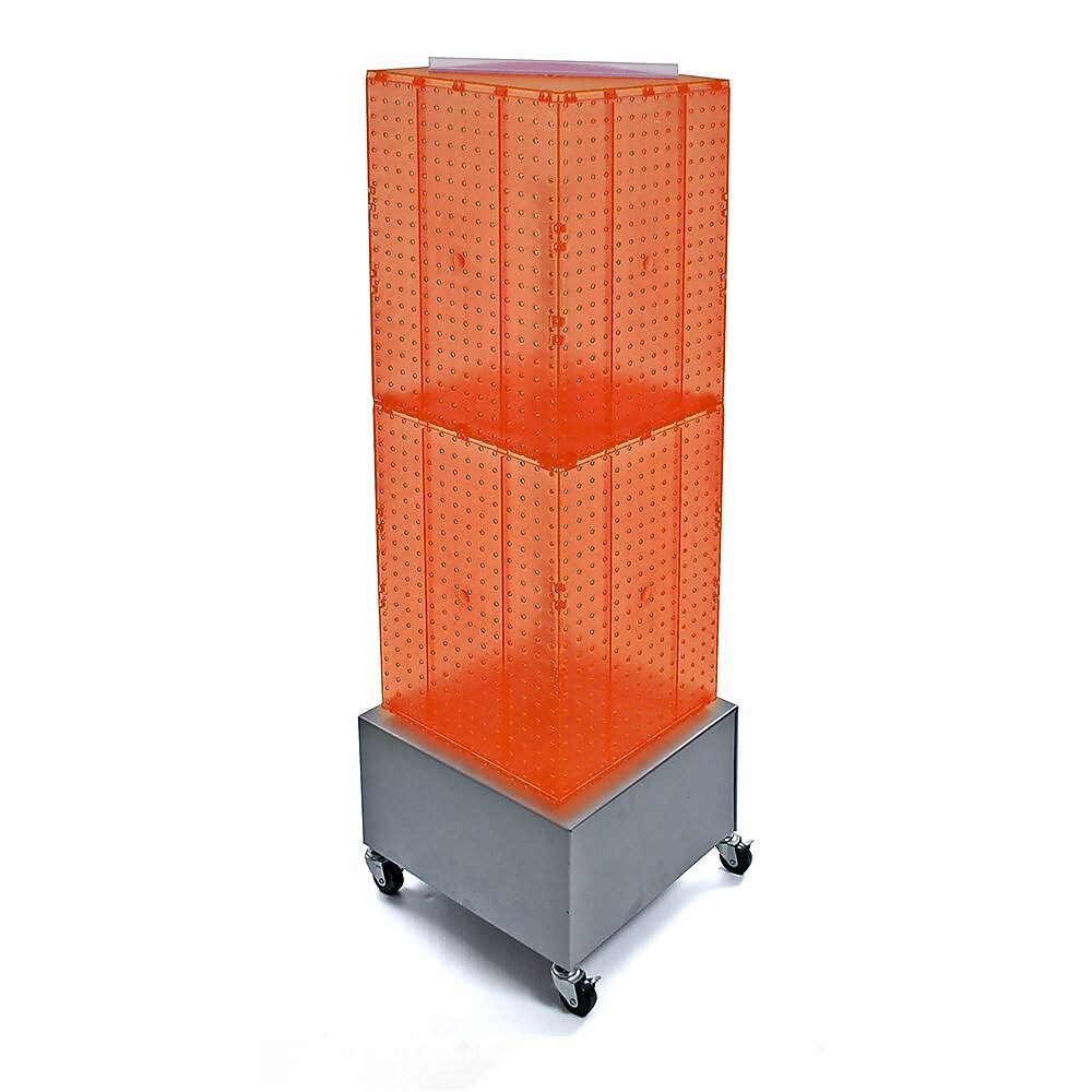 Azar 40" x 14" Wheeled 4-Sided Interlocking Pegboard Floor Display, Orange (701415-ORG)