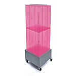 Azar® 40"(H) x 14"(W) x 14"(D) Wheeled 4-Sided Interlocking Pegboard Floor Display, Pink