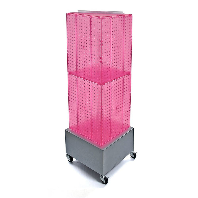 Azar® 40"(H) x 14"(W) x 14"(D) Wheeled 4-Sided Interlocking Pegboard Floor Display, Pink