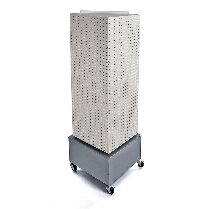 Azar® 40"(H) x 14"(W) x 14"(D) Wheeled 4-Sided Interlocking Pegboard Floor Display, White